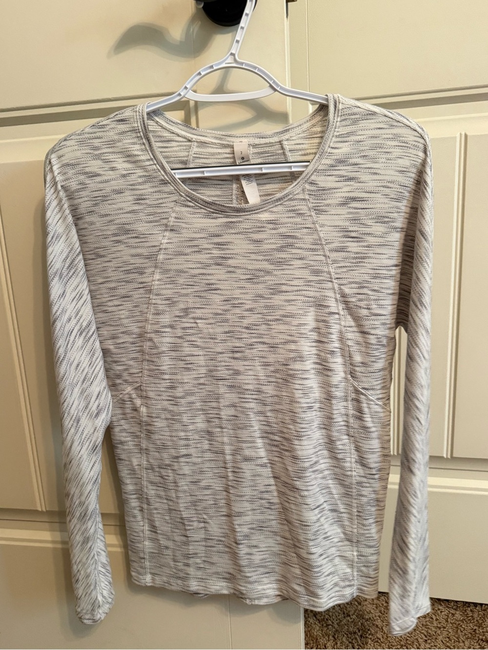 Lululemon Set To Sweat Long Sleeve Shirt Gray and White